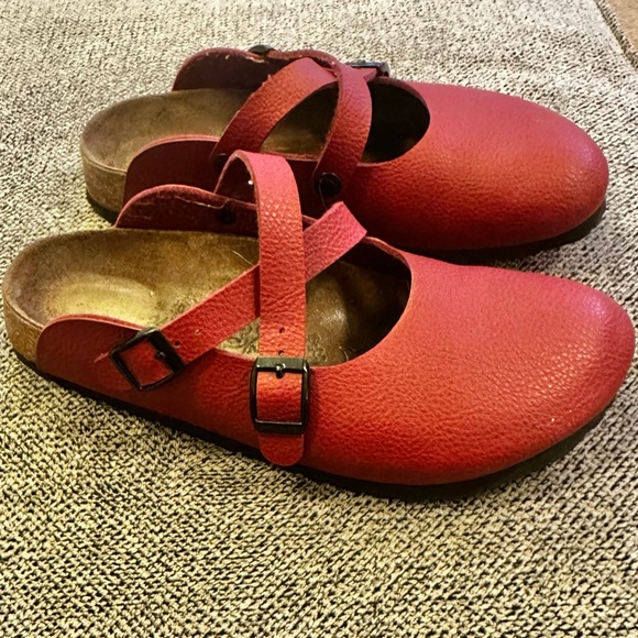 Birkenstock Birki’s Red Mary Jane slip-on shoes. Ladies size 7 EU 38. - Picture 1 of 8